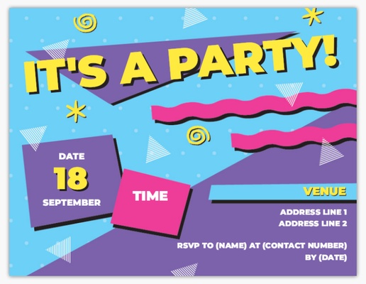 Design Preview for Theme Party Invitations & Announcements Templates, 5.5" x 4" Flat