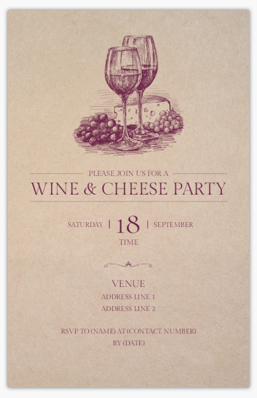 A wine and cheese wine cream gray design for Dinners & Cocktails