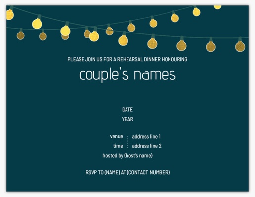 Design Preview for Rehearsal Dinner Invitations & Announcements Templates, 5.5" x 4" Flat