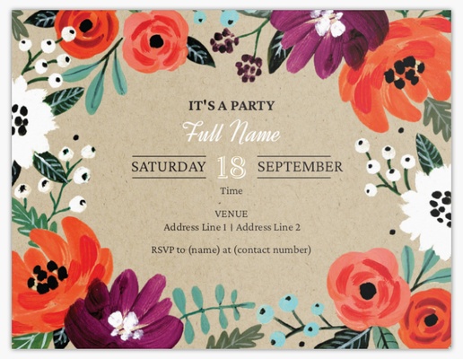 Design Preview for Adult Birthday Invitations, Flat 13.9 x 10.7 cm