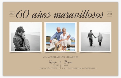 Un papel kraft 60 aniversario diseño marrón blanco para Aniversario con 3 imágenes