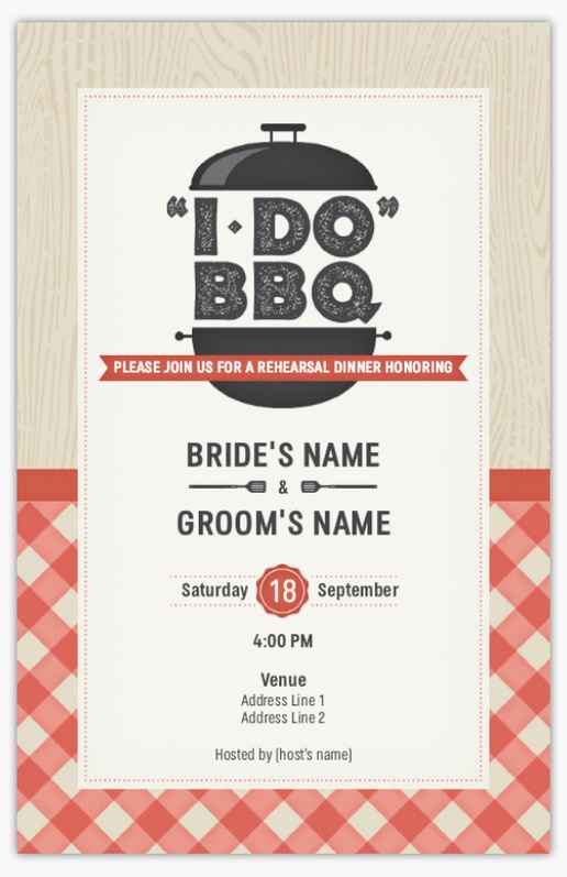 A gingham barbeque gray brown design for Rehearsal Dinner