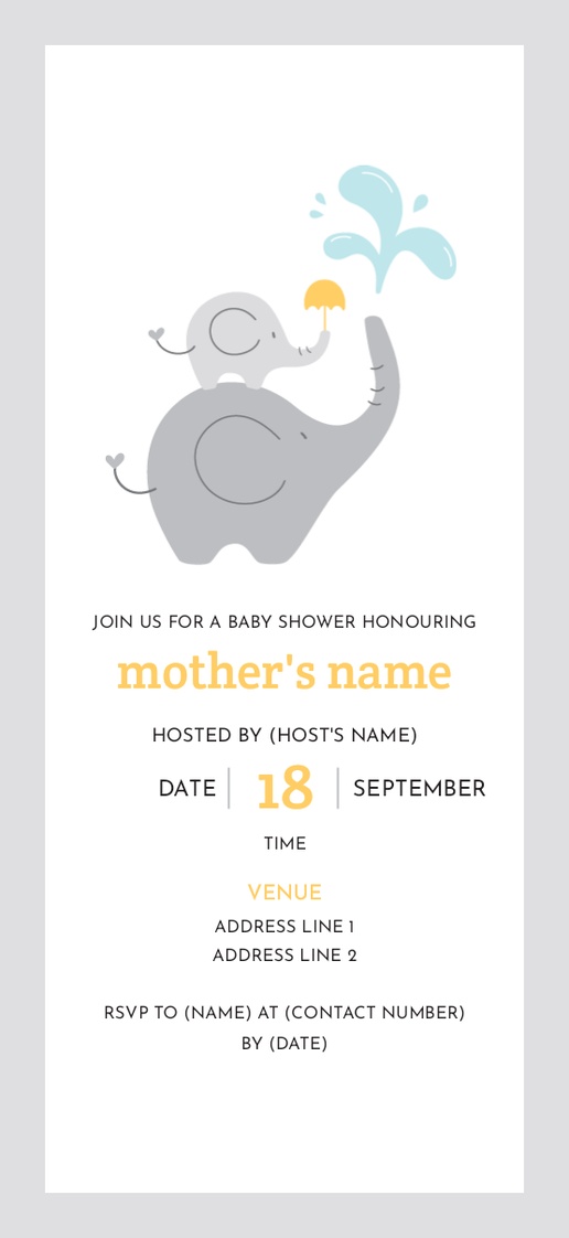 Design Preview for Baby Shower Invitations, 21 x 9.5 cm