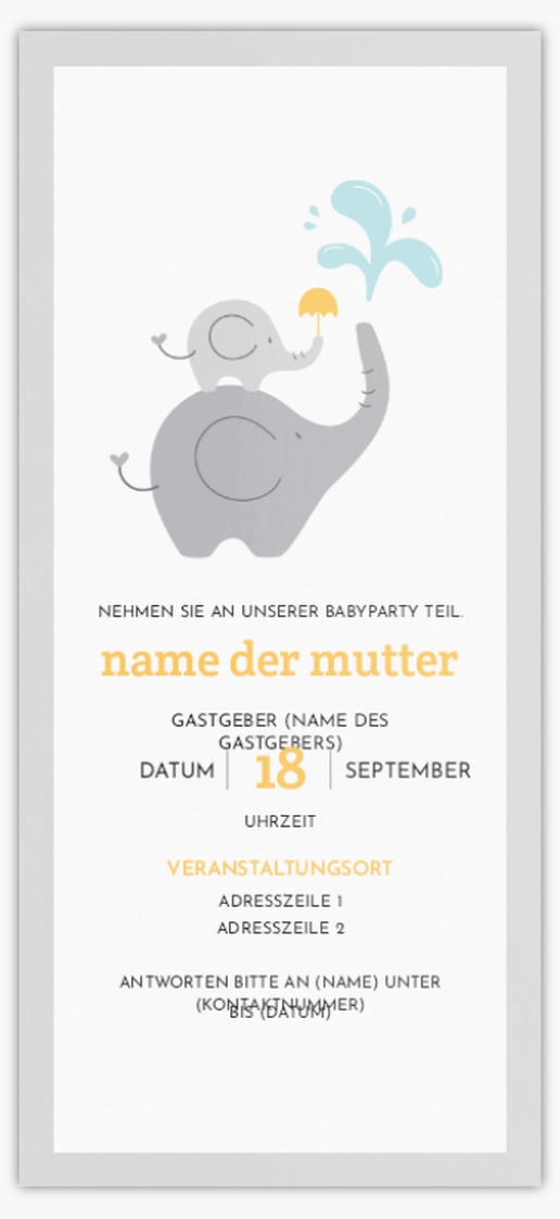 Designvorschau für Einladungen zur Babyparty, 21 x 9.5 cm
