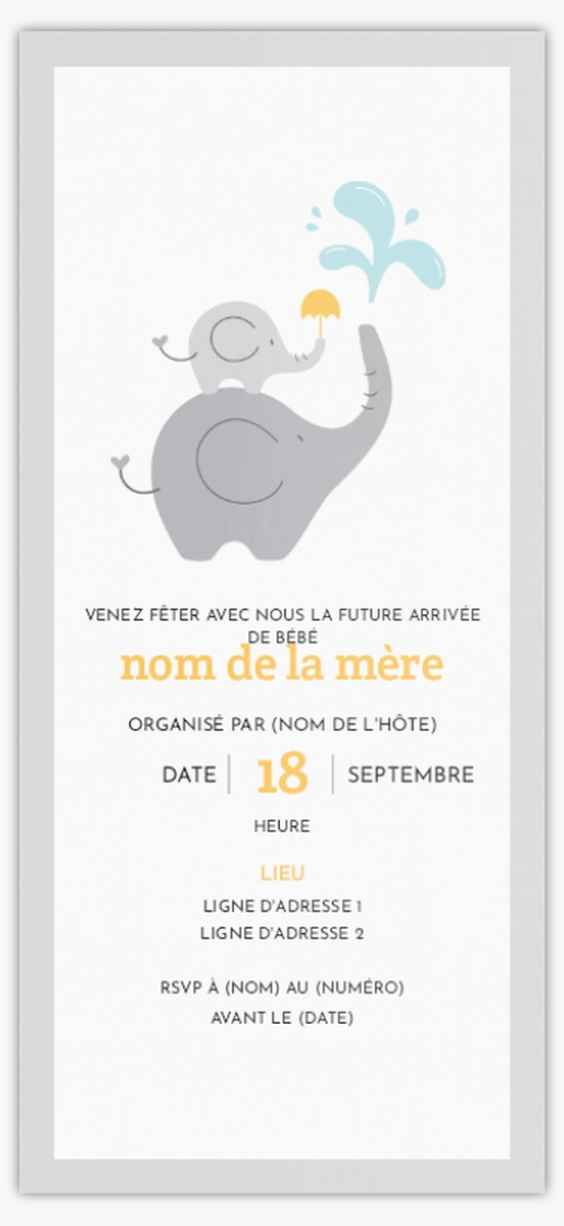 Aperçu du graphisme pour Galerie de modèles : cartons d’invitation baby shower pour animaux, 21 x 9.5 cm