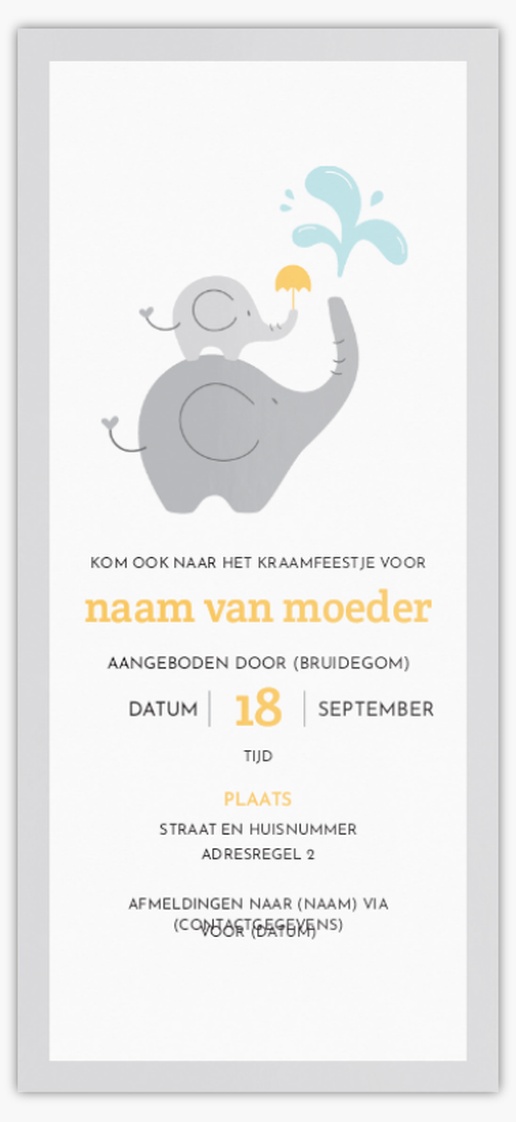 Voorvertoning ontwerp voor Uitnodigingen voor een babyshower, 21 x 9.5 cm