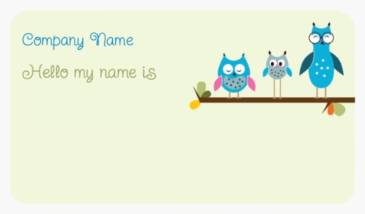 A owl business cards babysitter cream blue design for Animals