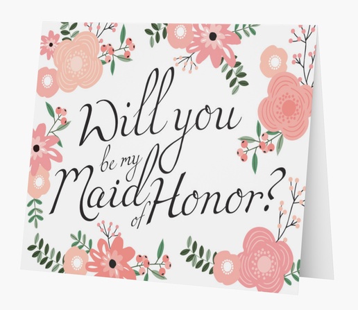Un flores tarjeta de dama de honor diseño blanco rosa para Bridal Shower