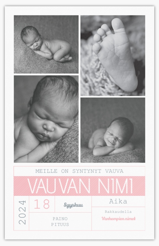 Mallin esikatselu Mallivalikoima: Valokuvakollaasi Vauvakortti, 18.2 x 11.7 cm