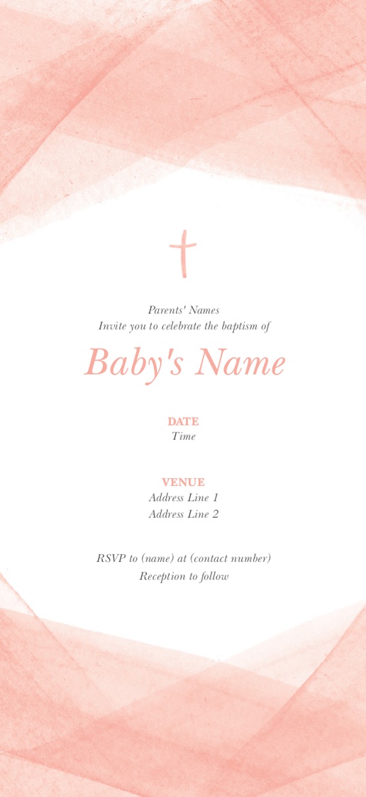 A salmon christening white pink design for Type