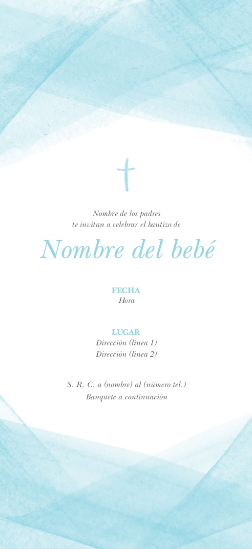 Vista previa del diseño de Invitaciones para bautizo y ceremonias religiosas, 21 x 9,5 cm