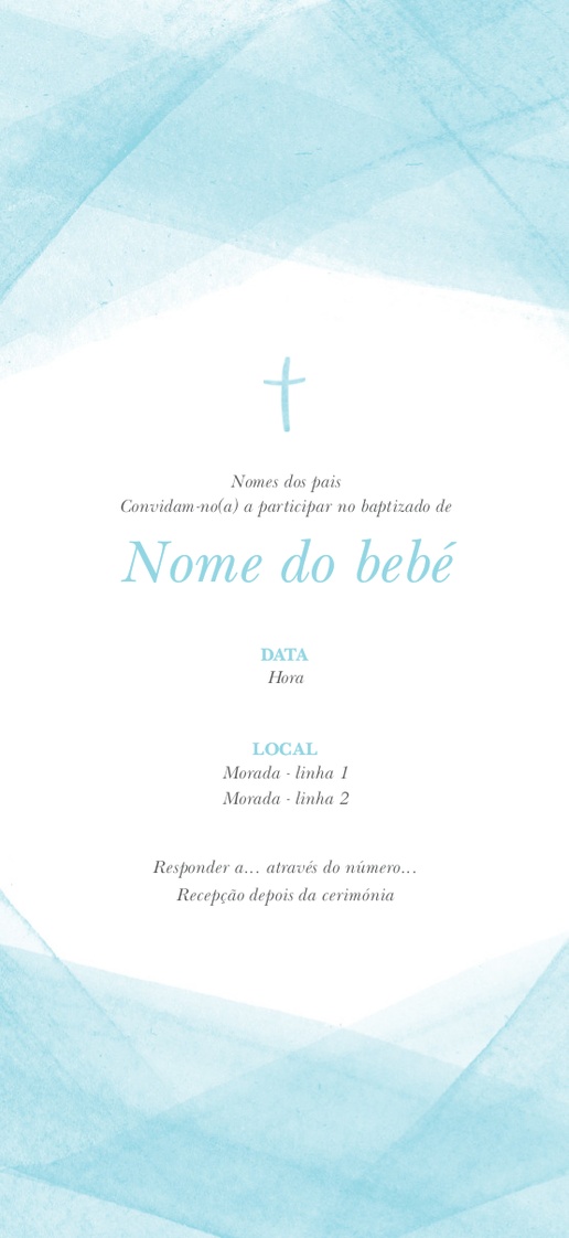 Pré-visualização do design de Convites para batizado, batismo e eventos religiosos, 21 x 9,5 cm