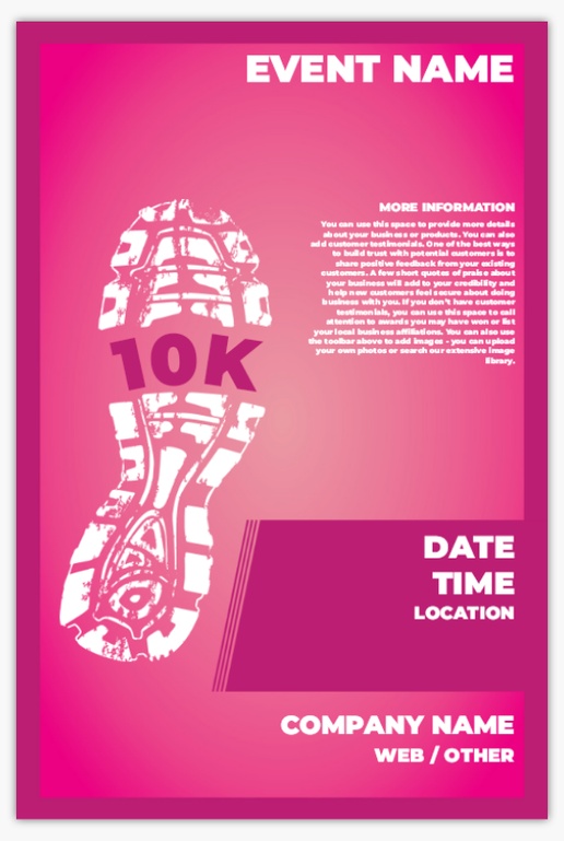 A ten kilometers race pink purple design for Sports