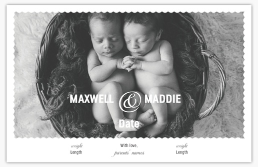 A 1 image 1 picture white black design for Birth Announcements with 1 uploads