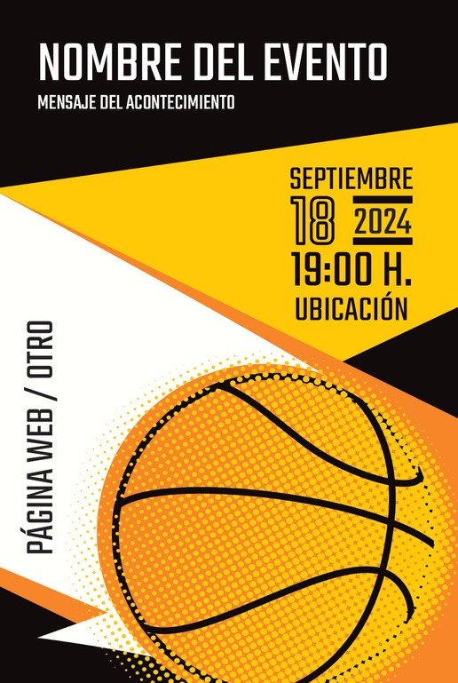 Un acontecimiento baloncesto diseño negro naranja para Moderno y sencillo