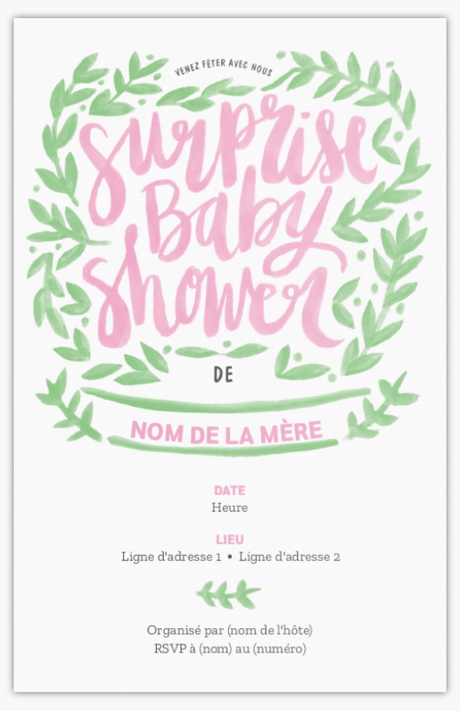 Aperçu du graphisme pour Galerie de modèles : cartons d’invitation baby shower pour fleurs et jardins, 18.2 x 11.7 cm