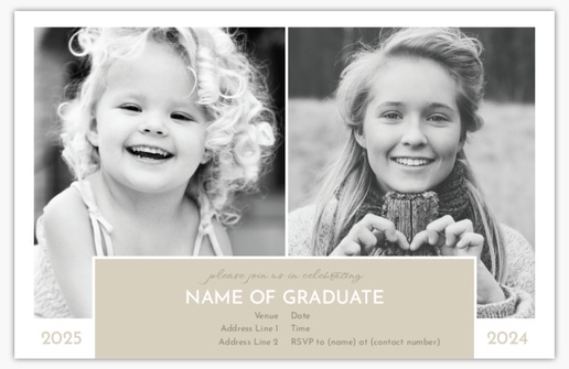 A then and now high school gray brown design for Graduation Party with 2 uploads