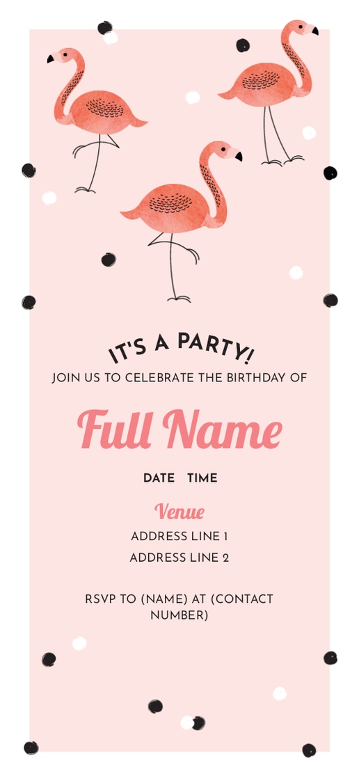 Design Preview for Adult Birthday Invitations, Flat 21 x 9.5 cm