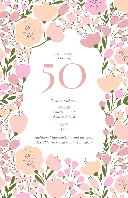 A florals thirtieth pink gray design for Birthday