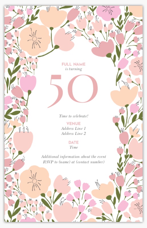 Design Preview for Florals & Greenery Invitations & Announcements Templates, 4.6” x 7.2” Flat