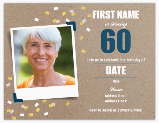 Design Preview for Adult Birthday Invitations, Flat 13.9 x 10.7 cm