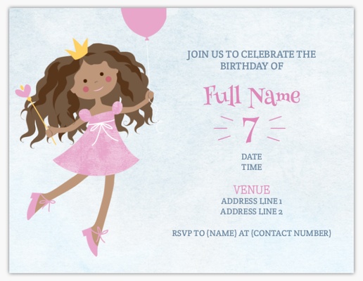 Design Preview for Child Birthday Invitations & Announcements Templates, 5.5" x 4" Flat
