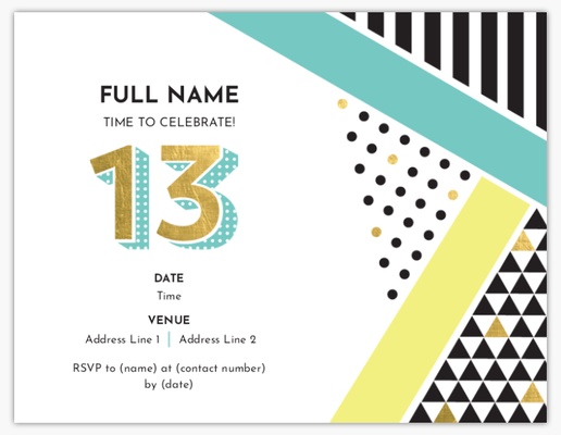 Design Preview for Teen Birthday Invitations & Announcements Templates, 5.5" x 4" Flat