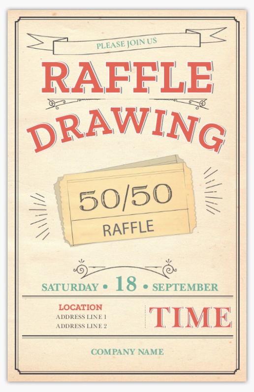 A raffle admit one cream design for Business
