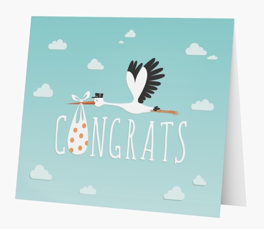 A stork welcome baby blue white design for Theme
