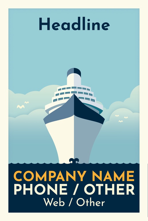 A travel agency cruise boat gray cream design