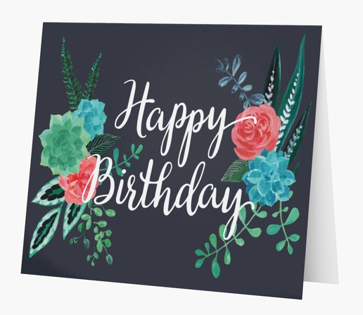A botanical lettering gray blue design for Birthday