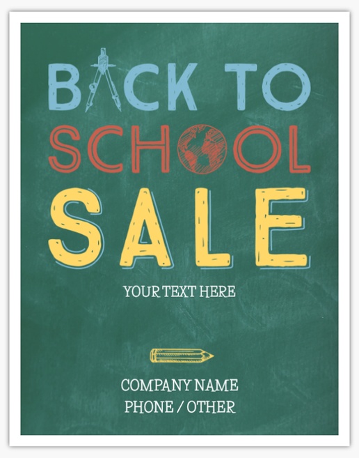 A blackboard back to school sale green gray design for Sales & Clearance