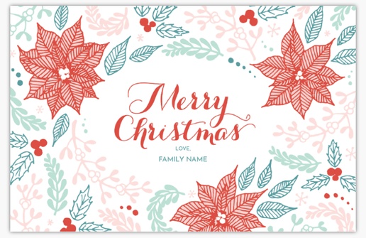 Design Preview for Design Gallery: Floral Christmas Cards, Folded 4.6" x 7.2" 