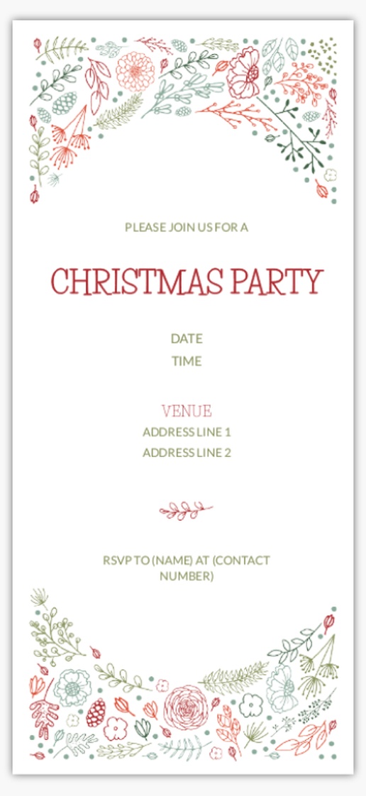 Design Preview for Christmas Invitations & Announcements Templates, 4" x 8" Flat