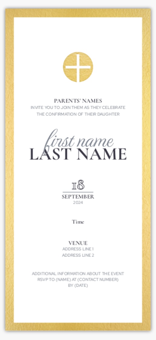 Design Preview for Confirmation Invitations & Announcements Templates, 4" x 8" Flat