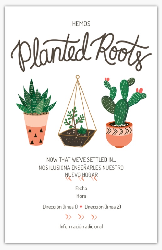 Un nueva dirección jardineras diseño gris rosa para Anuncios de mudanza