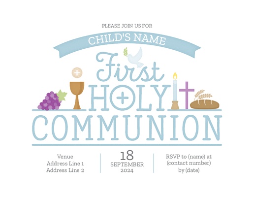 A cross communion white gray design for First Communion
