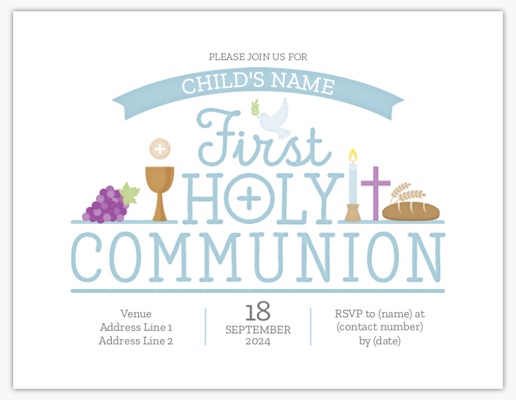 A cross communion blue gray design for First Communion