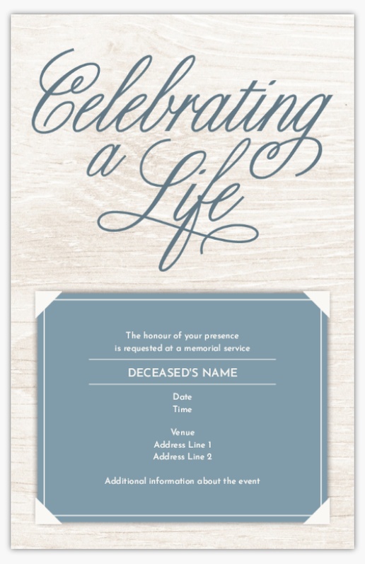 Design Preview for Design Gallery: Funeral & Memorial Services Invitations & Announcements, 4.6” x 7.2” Flat
