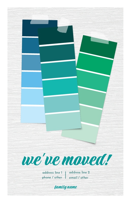 A new home aqua white gray design for Moving Announcements 