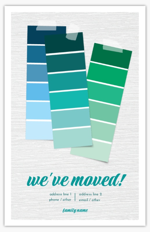 A new home aqua gray green design for Moving Announcements 