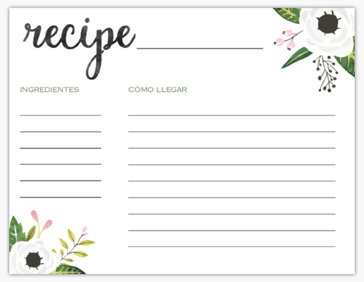 Un tarjeta de recetas receta diseño gris verde para Floral