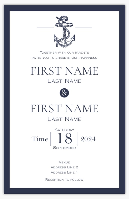 Design Preview for Design Gallery: Nautical Wedding Invitations, 4.6" x 7.2" Flat
