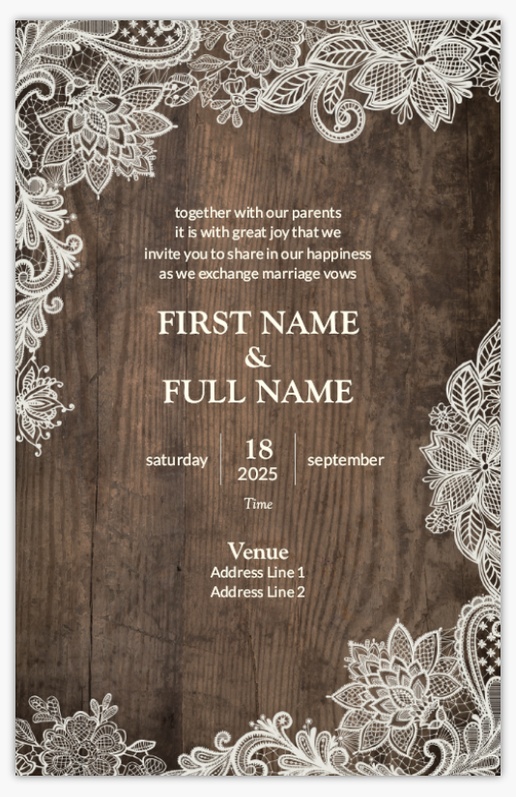 Design Preview for Design Gallery: Wedding Invitations, 4.6" x 7.2" Flat