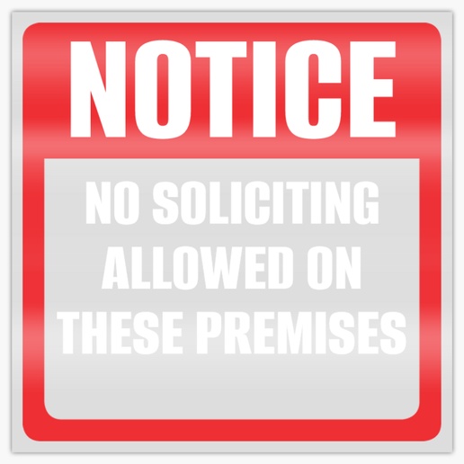 A no soliciting notice white red design