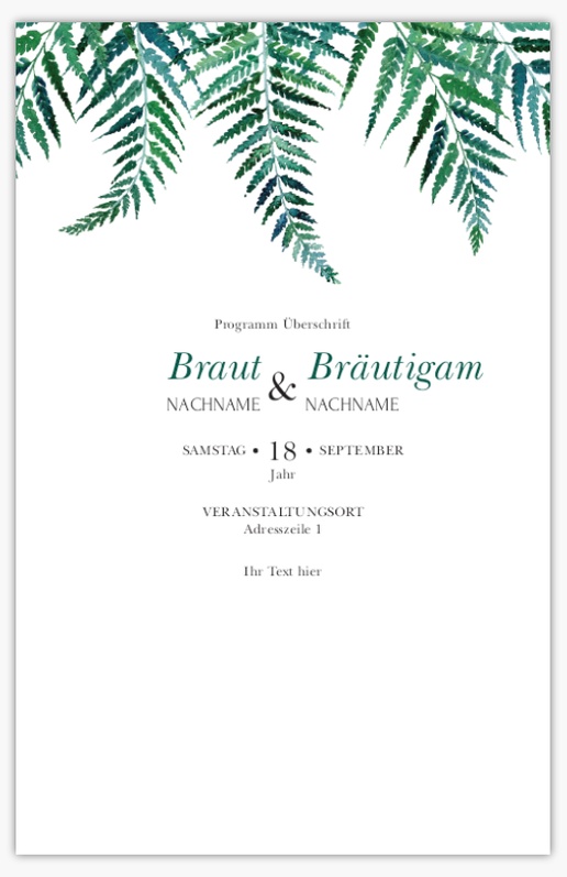 Designvorschau für Hochzeitsprogramme, 21,6 x 13,9 cm