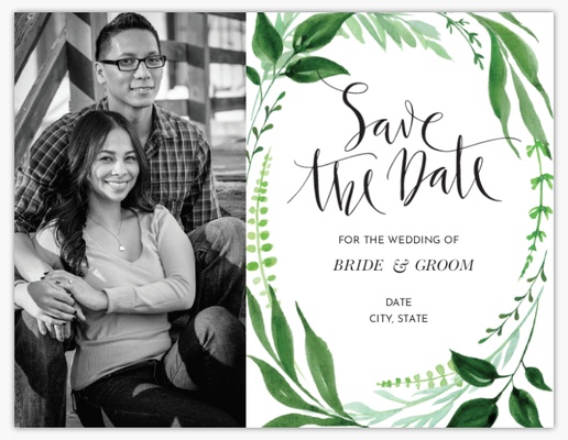 A leaves 1 picture green gray design for Save the Date with 1 uploads