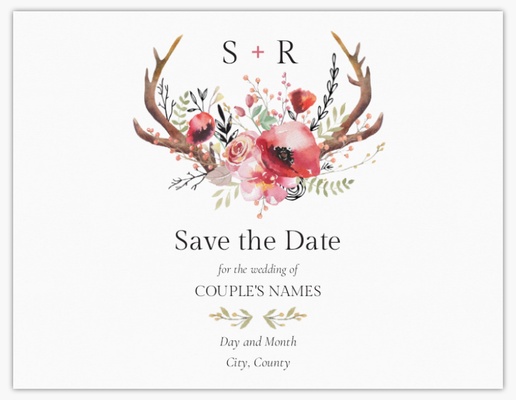 Design Preview for Design Gallery: Floral Save The Date Cards, Flat 10.7 x 13.9 cm