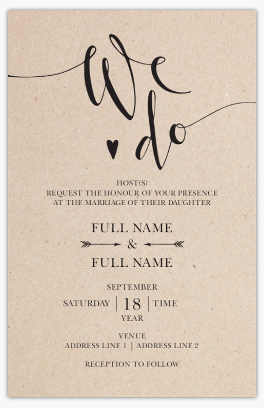 Design Preview for Wedding Invitation Templates, Flat 18.2 x 11.7 cm