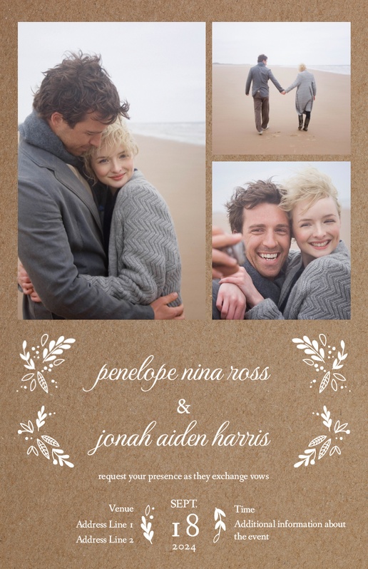 A rustic 3 photo gray design for Fall with 3 uploads